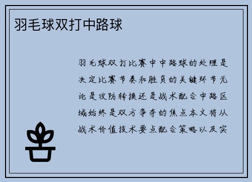 羽毛球双打中路球