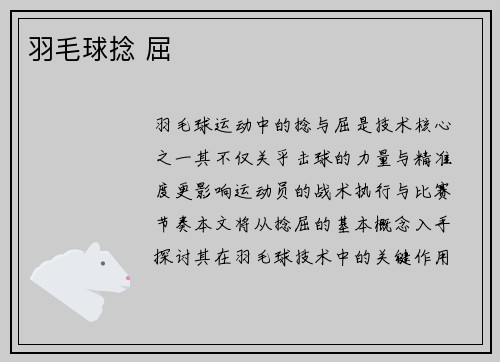 羽毛球捻 屈